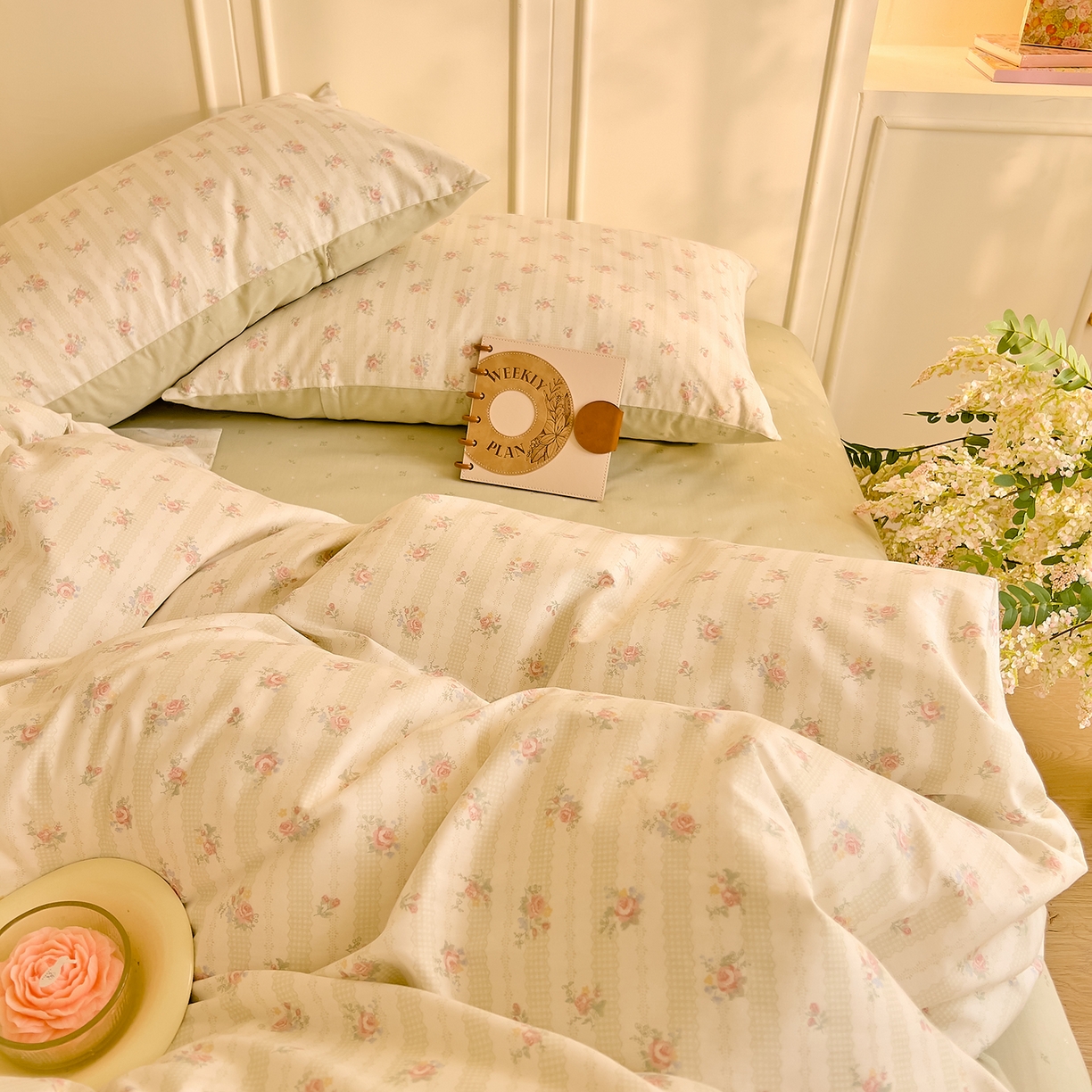 91家纺网 家纺一手货源 找家纺 DoDo 兜兜 2026新款40支全棉纯棉小碎花四件套（可定做尺寸） 春之序曲