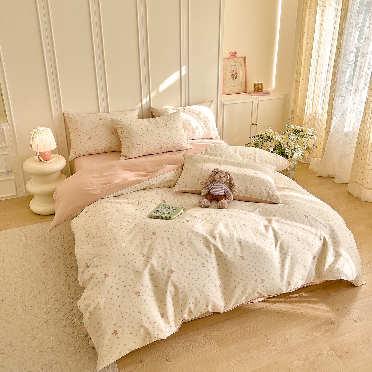 91家纺网 家纺一手货源 找家纺 DoDo 兜兜 2026新款40支全棉纯棉小碎花四件套（可定做尺寸） 樱之恋