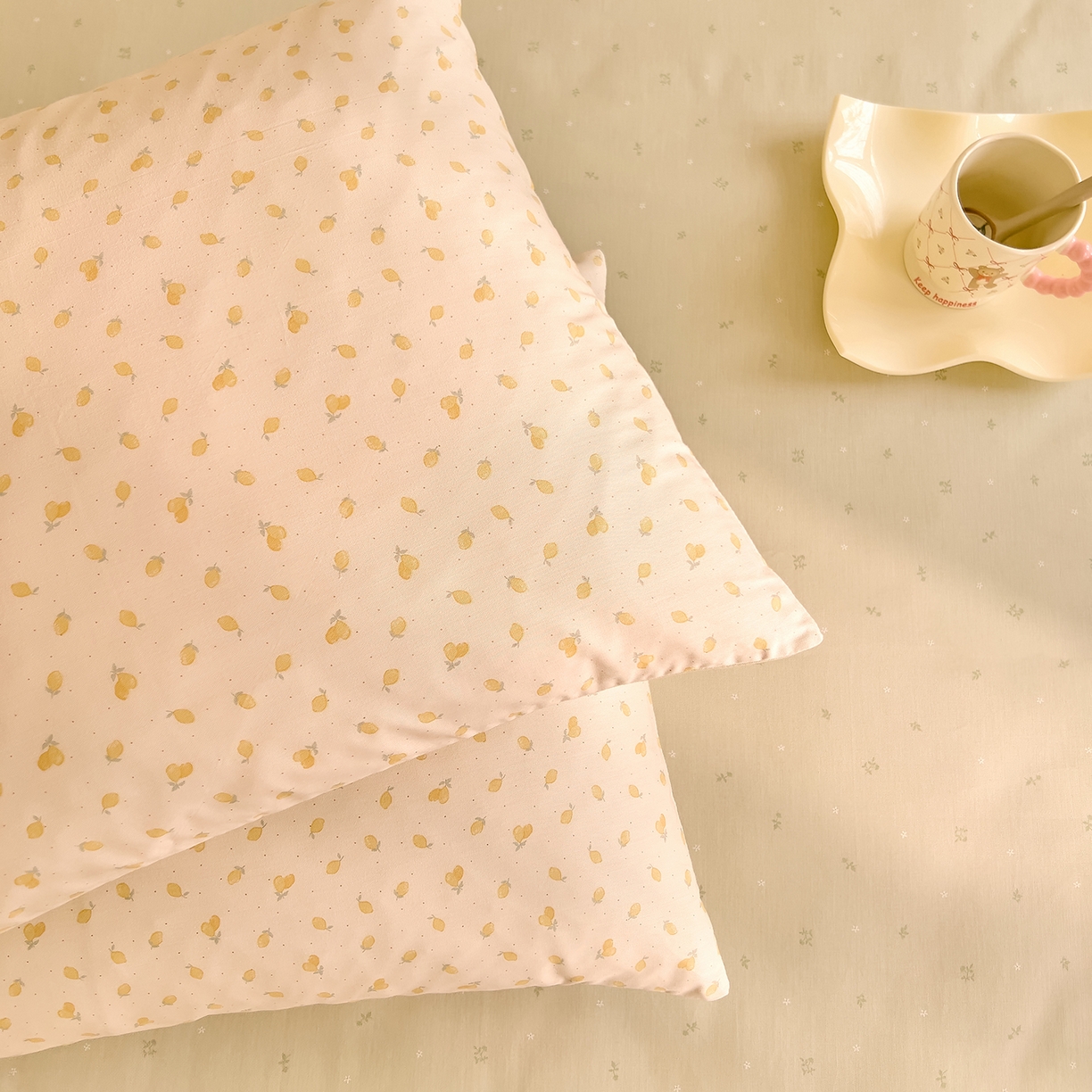 91家纺网 家纺一手货源 找家纺 DoDo 兜兜 2026新款40支全棉纯棉小碎花四件套（可定做尺寸） 柠檬蜜茶