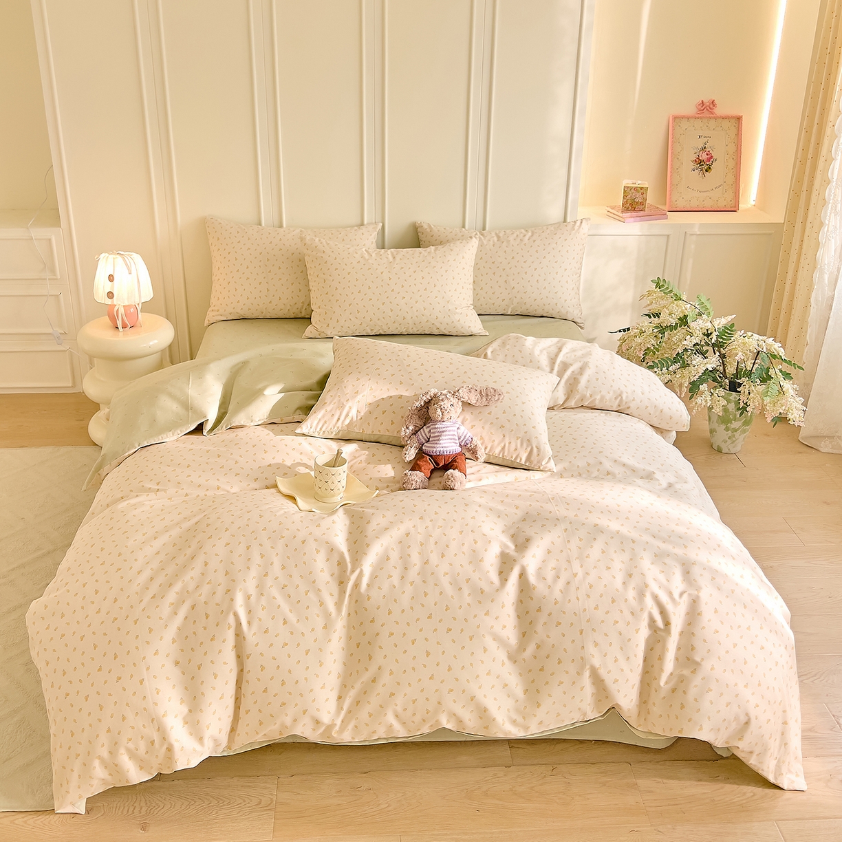 91家纺网 家纺一手货源 找家纺 DoDo 兜兜 2026新款40支全棉纯棉小碎花四件套（可定做尺寸） 柠檬蜜茶