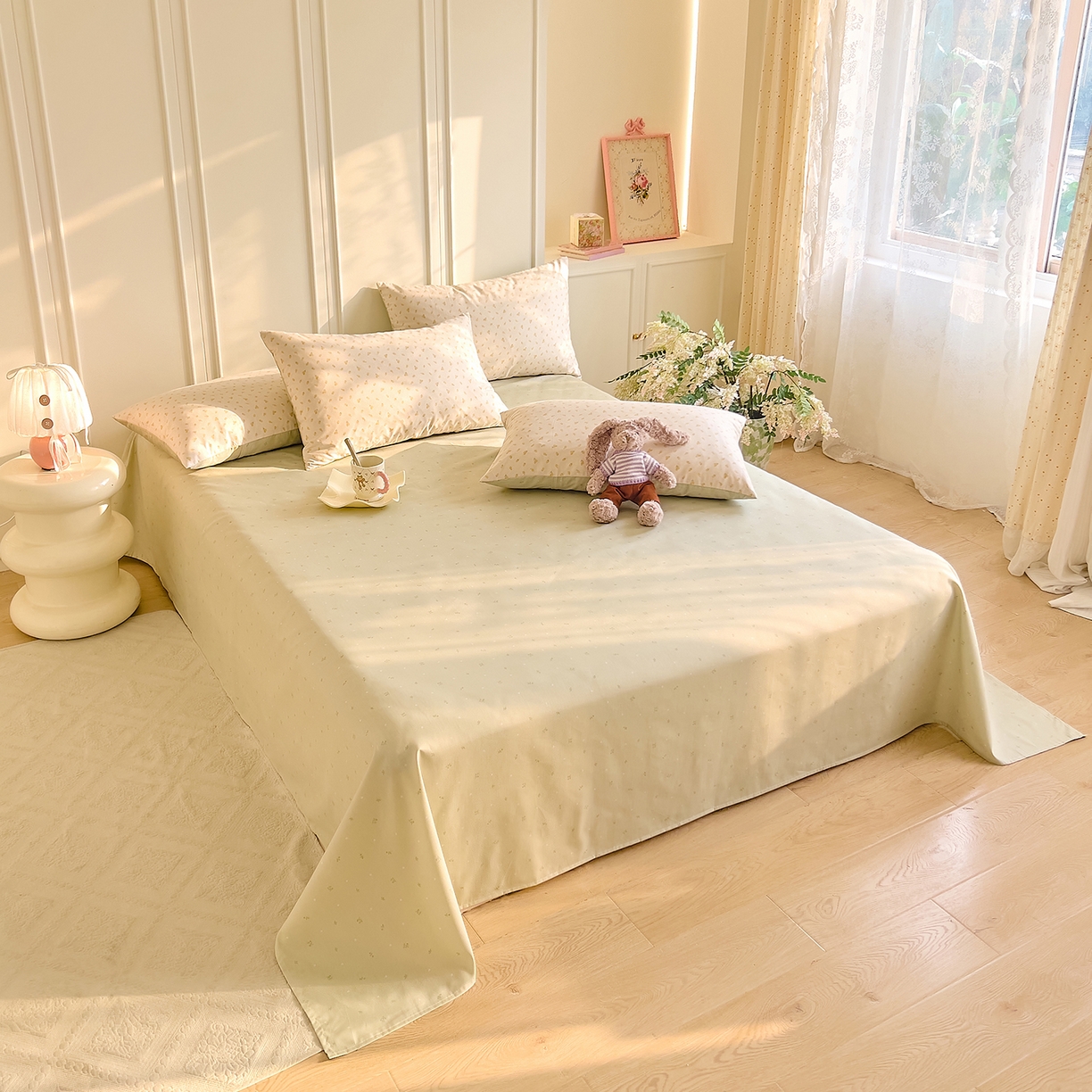 91家纺网 家纺一手货源 找家纺 DoDo 兜兜 2026新款40支全棉纯棉小碎花四件套（可定做尺寸） 柠檬蜜茶