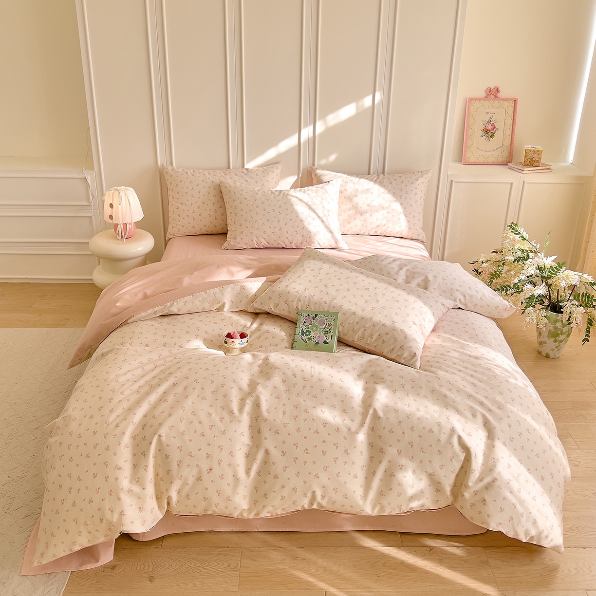 91家纺网 家纺一手货源 找家纺 DoDo 兜兜 2026新款40支全棉纯棉小碎花四件套（可定做尺寸） 拥抱美好