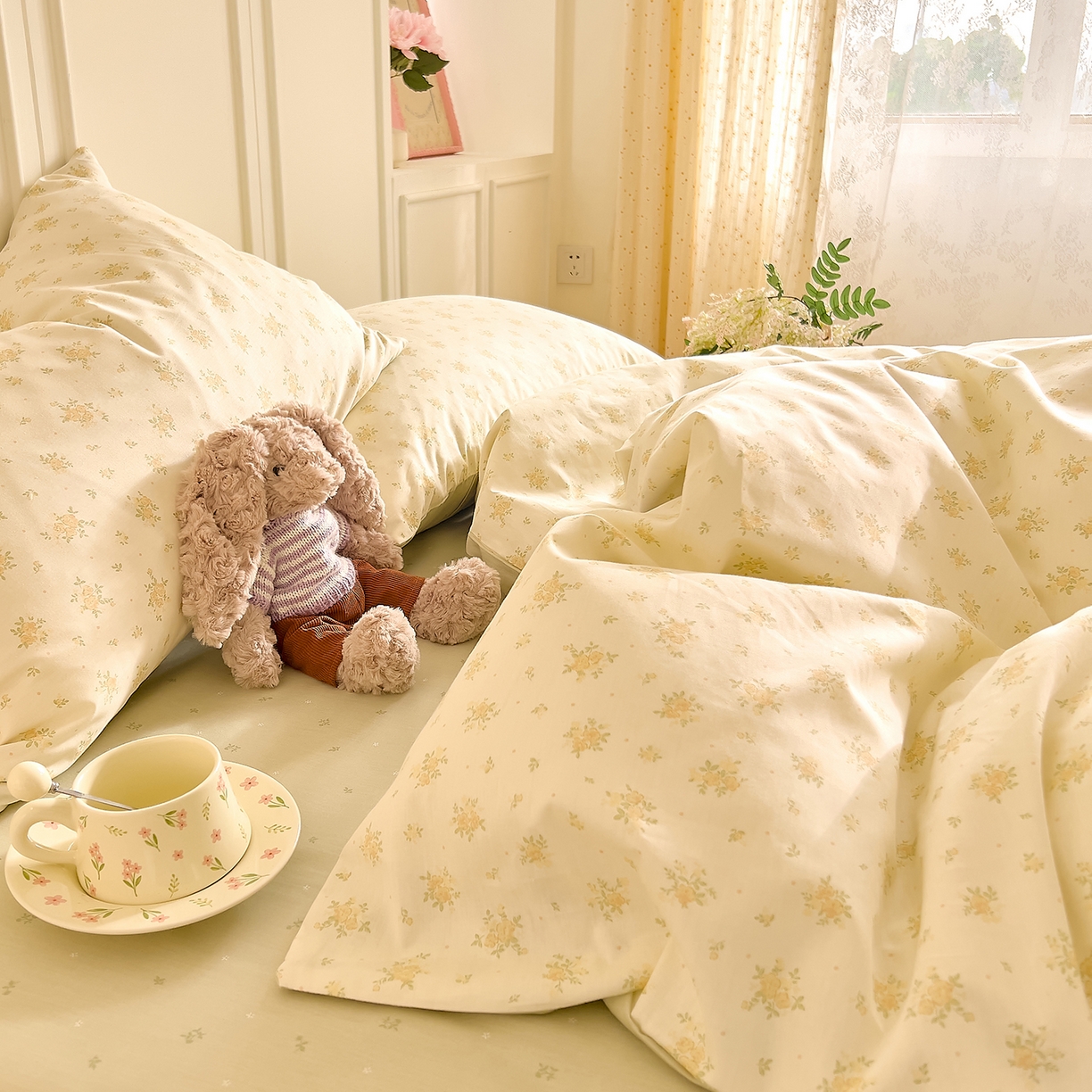 91家纺网 家纺一手货源 找家纺 DoDo 兜兜 2026新款40支全棉纯棉小碎花四件套（可定做尺寸） 春信予你