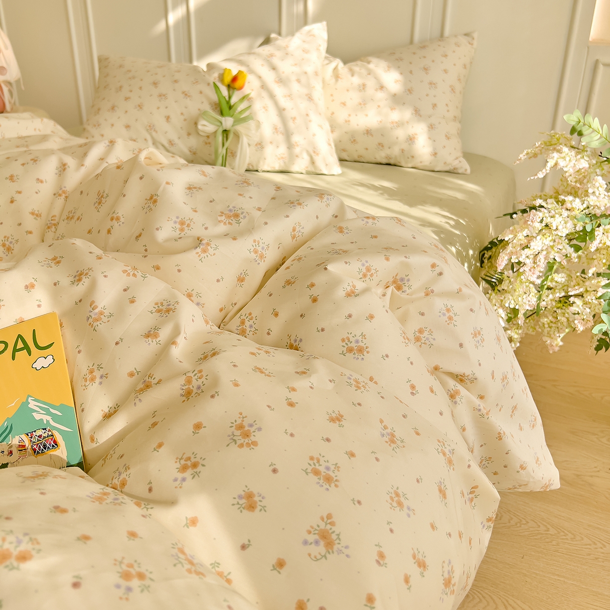 91家纺网 家纺一手货源 找家纺 DoDo 兜兜 2026新款40支全棉纯棉小碎花四件套（可定做尺寸） 樱草恋歌