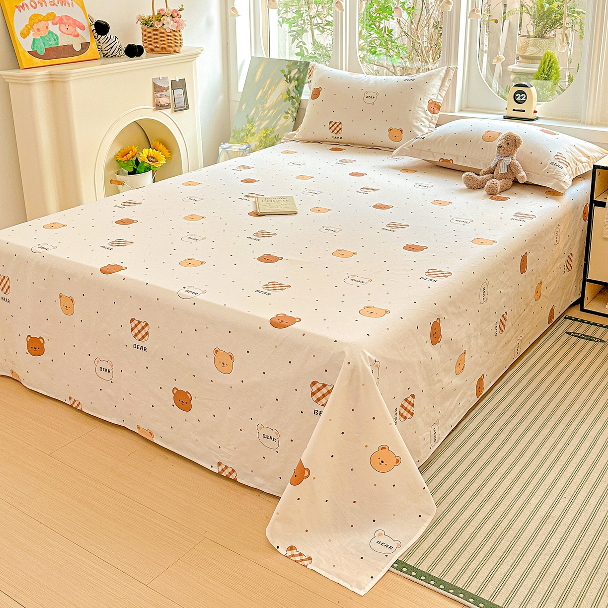 91家纺网 家纺一手货源 找家纺 恩泽家纺 2026春夏新款全棉纯棉12868印花四件套及单品系列-单床单床单单件 小精灵