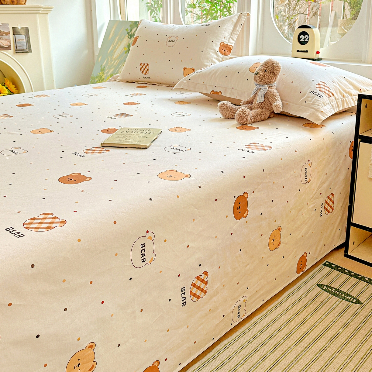 91家纺网 家纺一手货源 找家纺 恩泽家纺 2026春夏新款全棉纯棉12868印花四件套及单品系列-单床单床单单件 小精灵