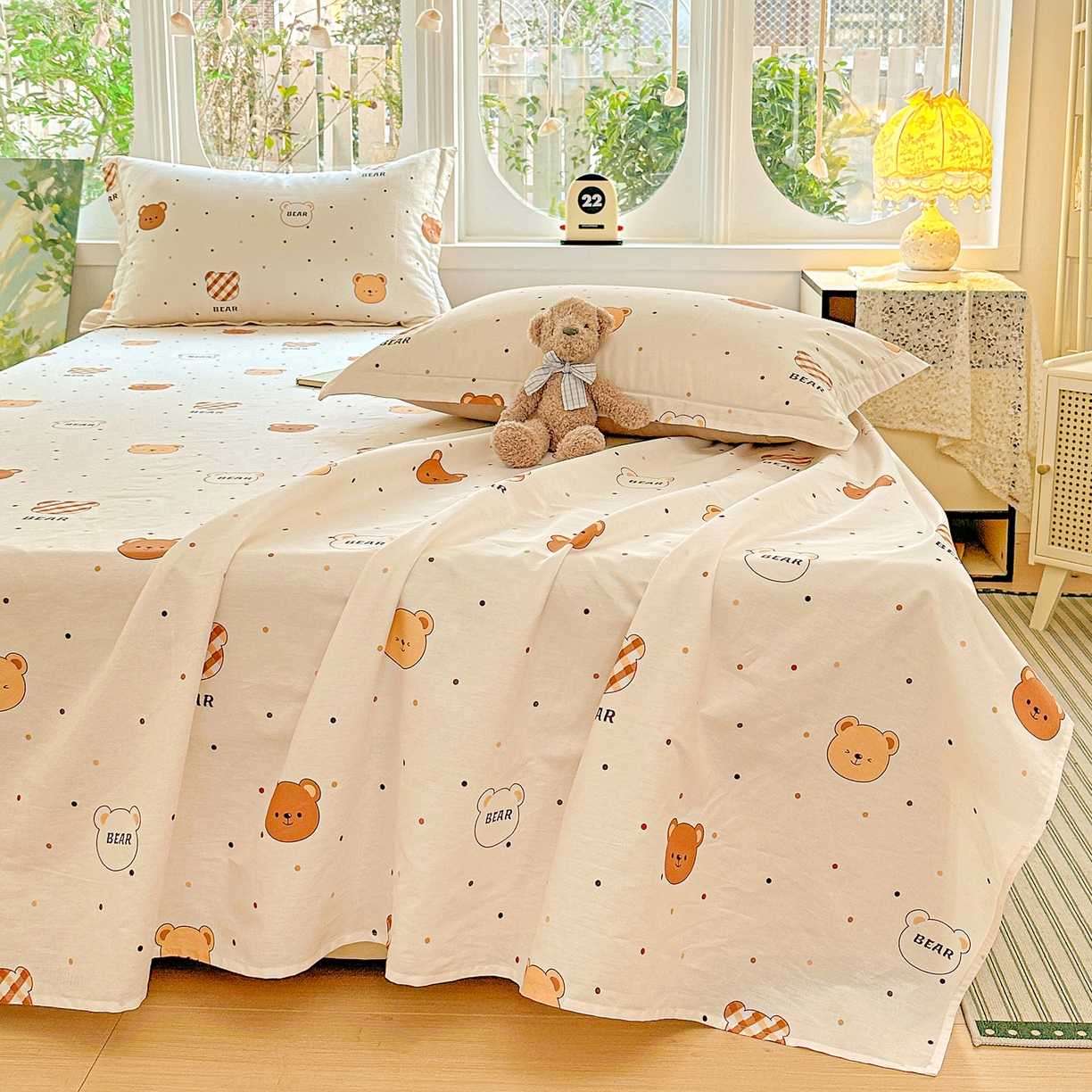 91家纺网 家纺一手货源 找家纺 恩泽家纺 2026春夏新款全棉纯棉12868印花四件套及单品系列-单床单床单单件 小精灵