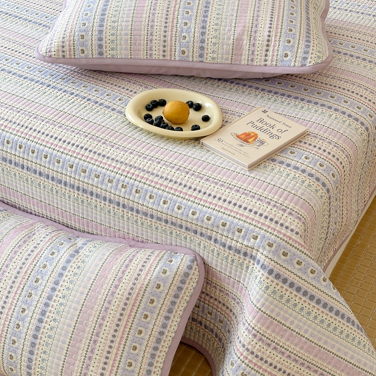 91家纺网 家纺一手货源 找家纺 （总）漫时光 2026新款纯棉小清新棉花夹层床盖