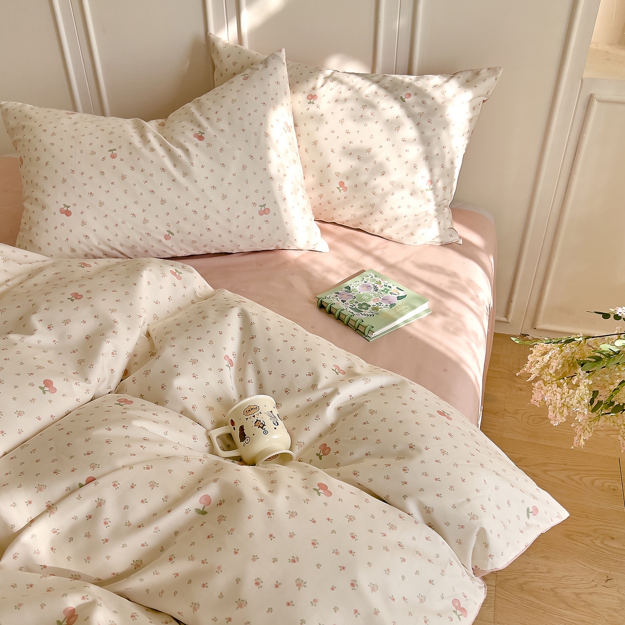 91家纺网 家纺一手货源 找家纺 DoDo 兜兜 2026新款40支全棉纯棉小碎花四件套（可定做尺寸） 樱之恋