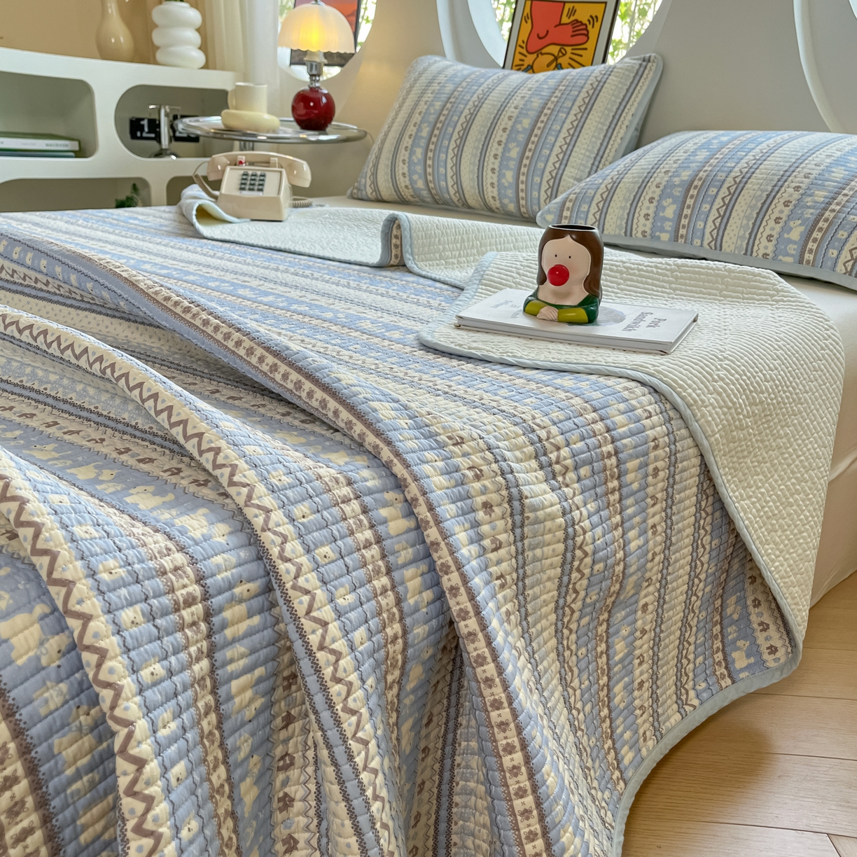 91家纺网 家纺一手货源 找家纺 （总）漫时光 2026新款纯棉小清新棉花夹层床盖