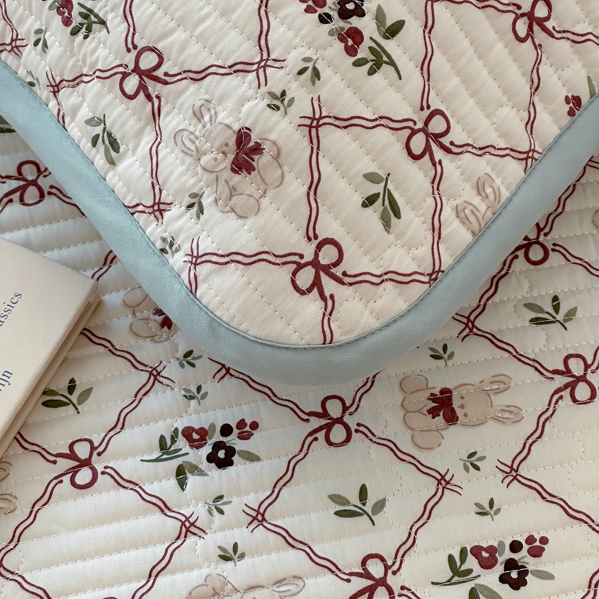 91家纺网 家纺一手货源 找家纺 漫时光 2026新款纯棉小清新棉花夹层床盖 凌格兔宝