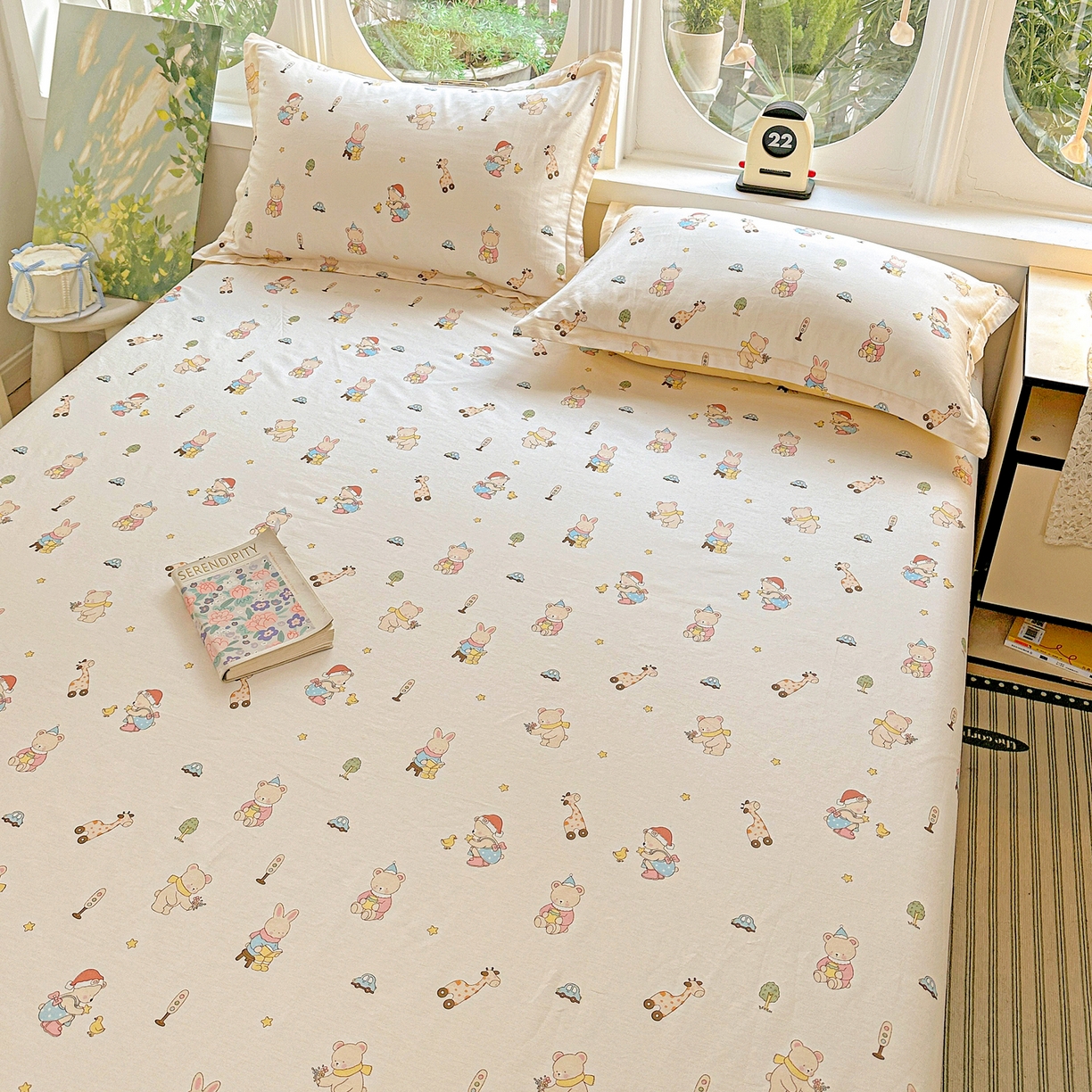 91家纺网 家纺一手货源 找家纺 恩泽家纺 2026春夏新款全棉纯棉12868印花四件套及单品系列-单床单床单单件 小萌物