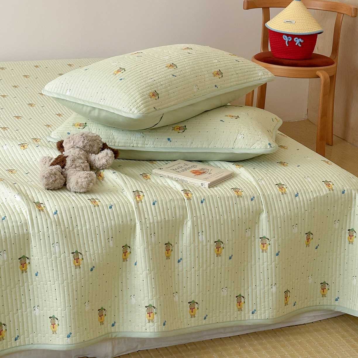 91家纺网 家纺一手货源 找家纺 漫时光 2026新款纯棉小清新棉花夹层床盖 小汪