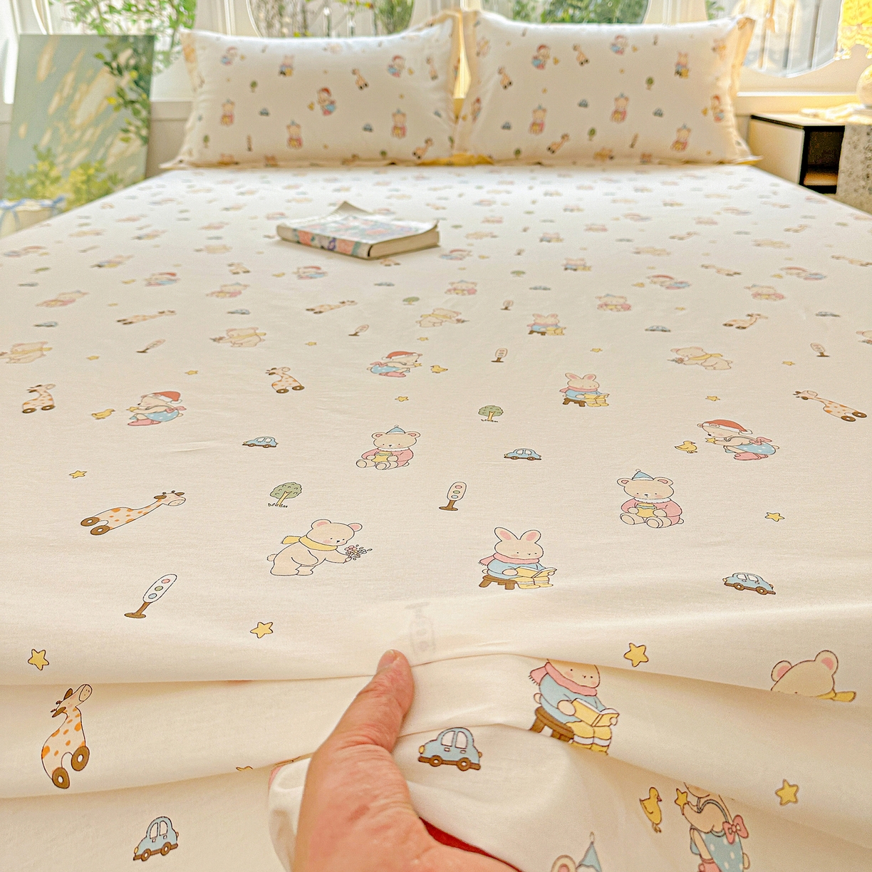 91家纺网 家纺一手货源 找家纺 恩泽家纺 2026春夏新款全棉纯棉12868印花四件套及单品系列-单床单床单单件 小萌物