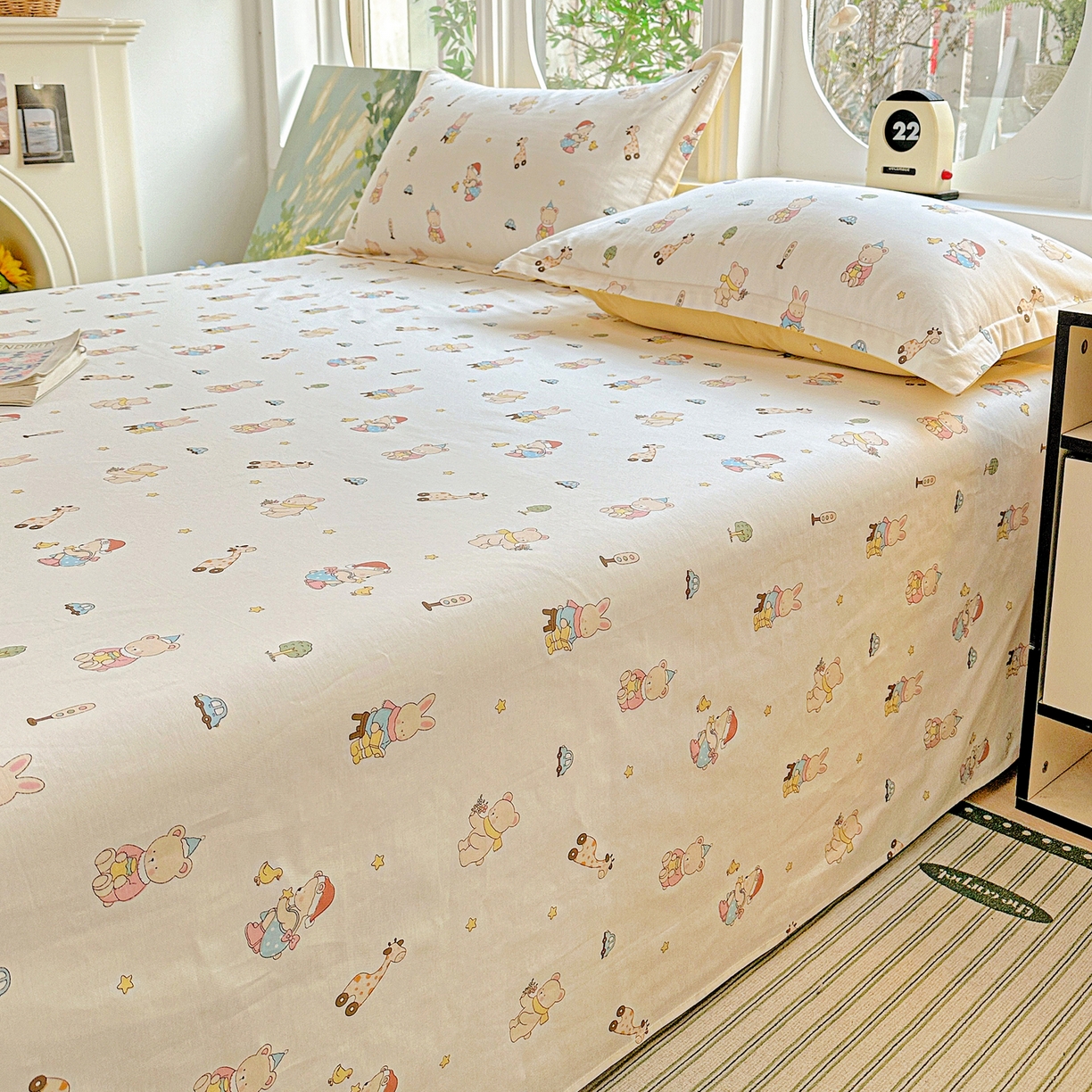 91家纺网 家纺一手货源 找家纺 恩泽家纺 2026春夏新款全棉纯棉12868印花四件套及单品系列-单床单床单单件 小萌物