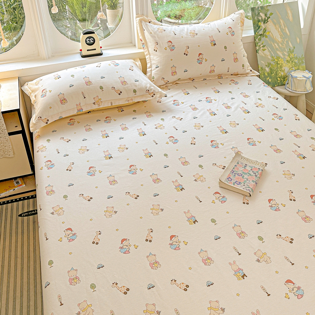 91家纺网 家纺一手货源 找家纺 恩泽家纺 2026春夏新款全棉纯棉12868印花四件套及单品系列-单床单床单单件 小萌物