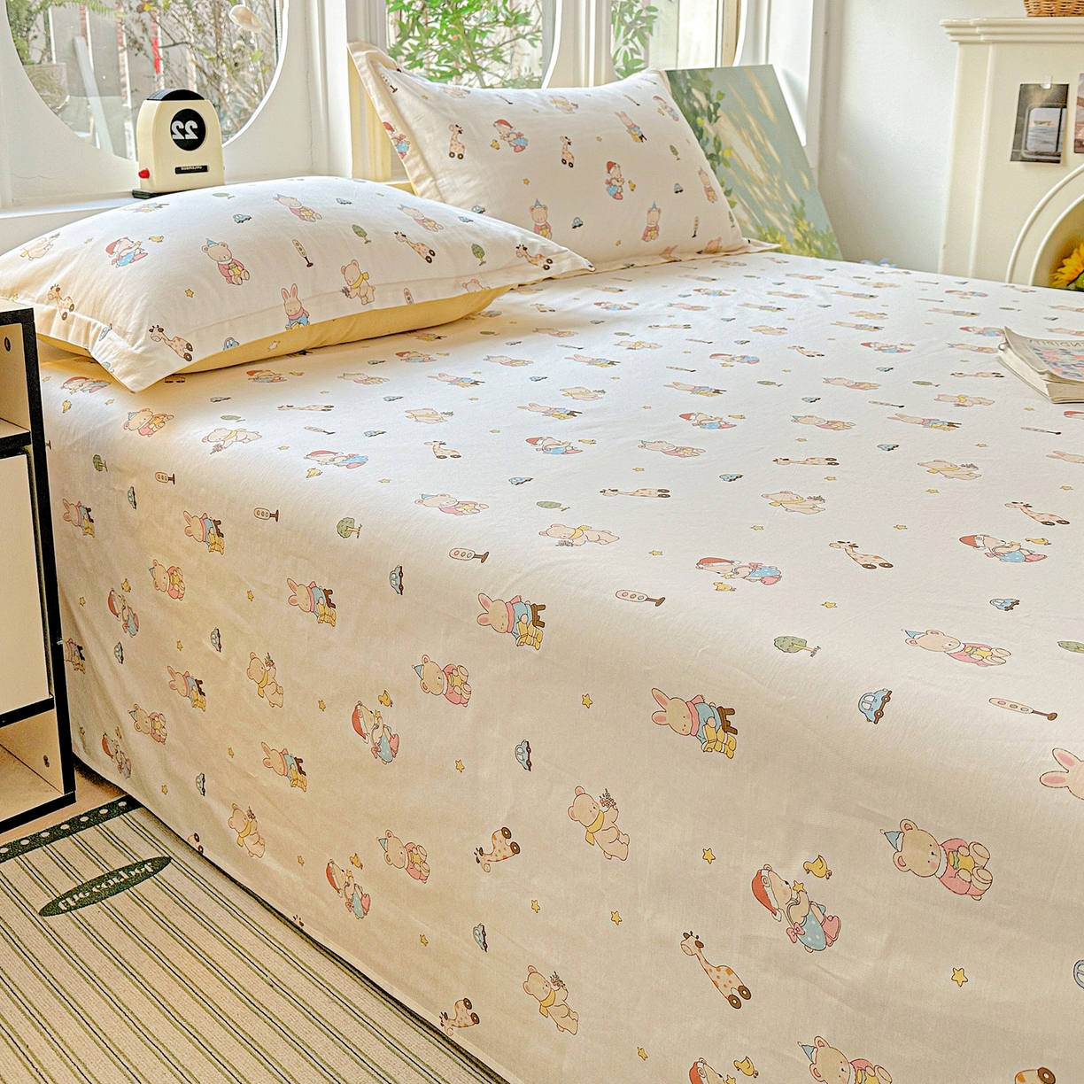 91家纺网 家纺一手货源 找家纺 恩泽家纺 2026春夏新款全棉纯棉12868印花四件套及单品系列-单床单床单单件 小萌物