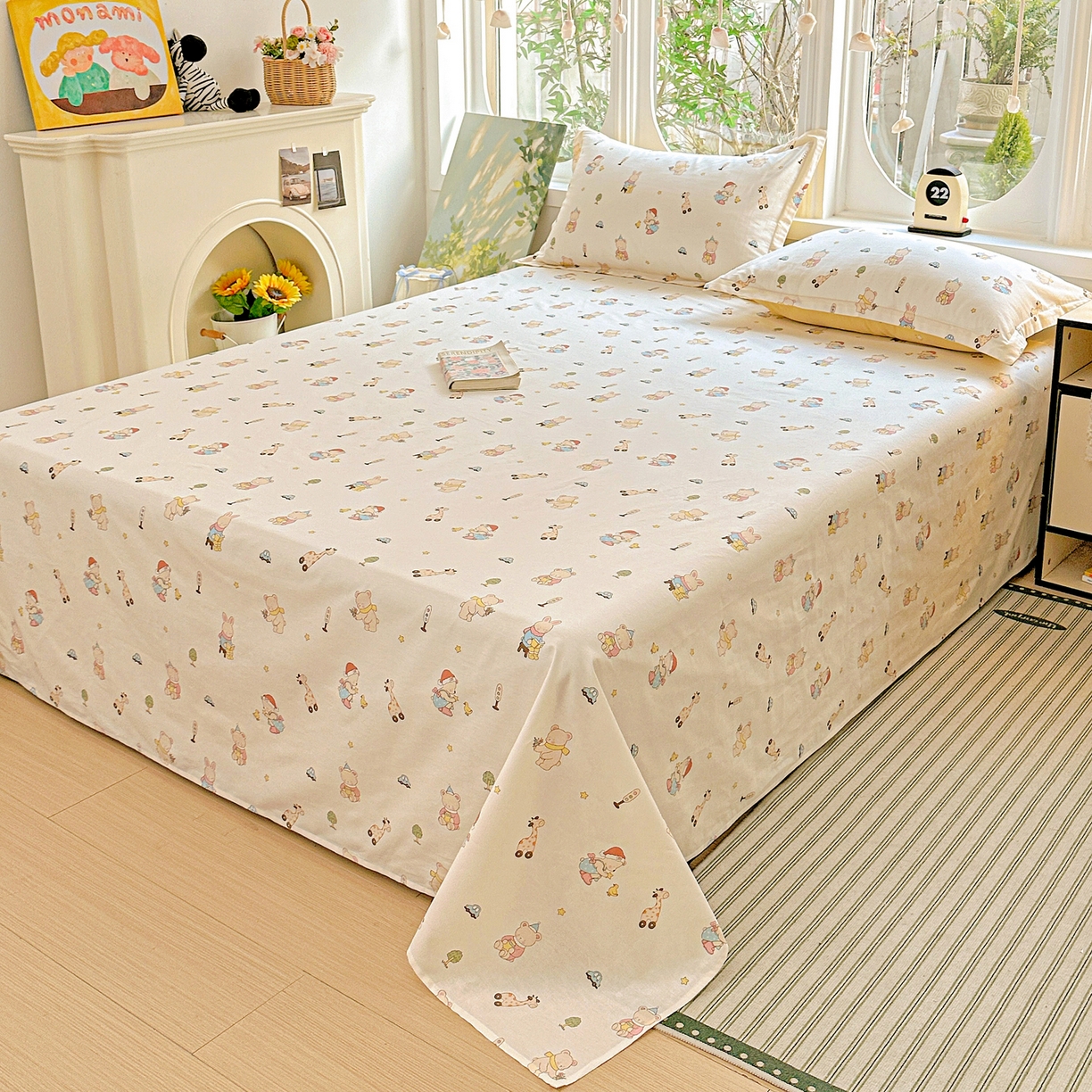 91家纺网 家纺一手货源 找家纺 恩泽家纺 2026春夏新款全棉纯棉12868印花四件套及单品系列-单床单床单单件 小萌物