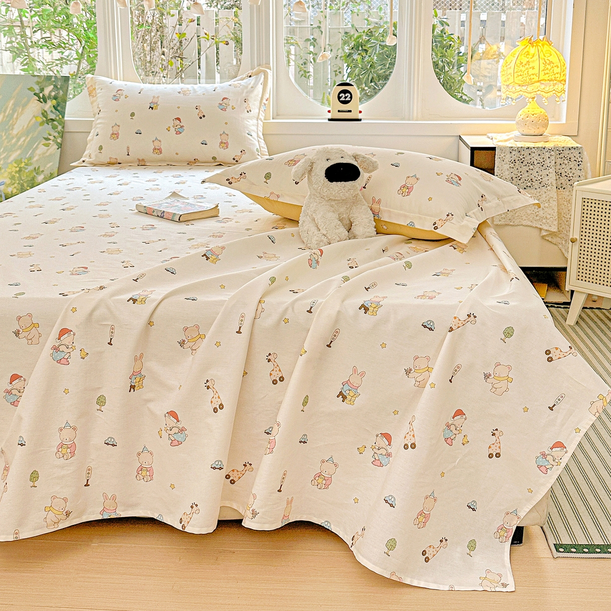 91家纺网 家纺一手货源 找家纺 恩泽家纺 2026春夏新款全棉纯棉12868印花四件套及单品系列-单床单床单单件 小萌物