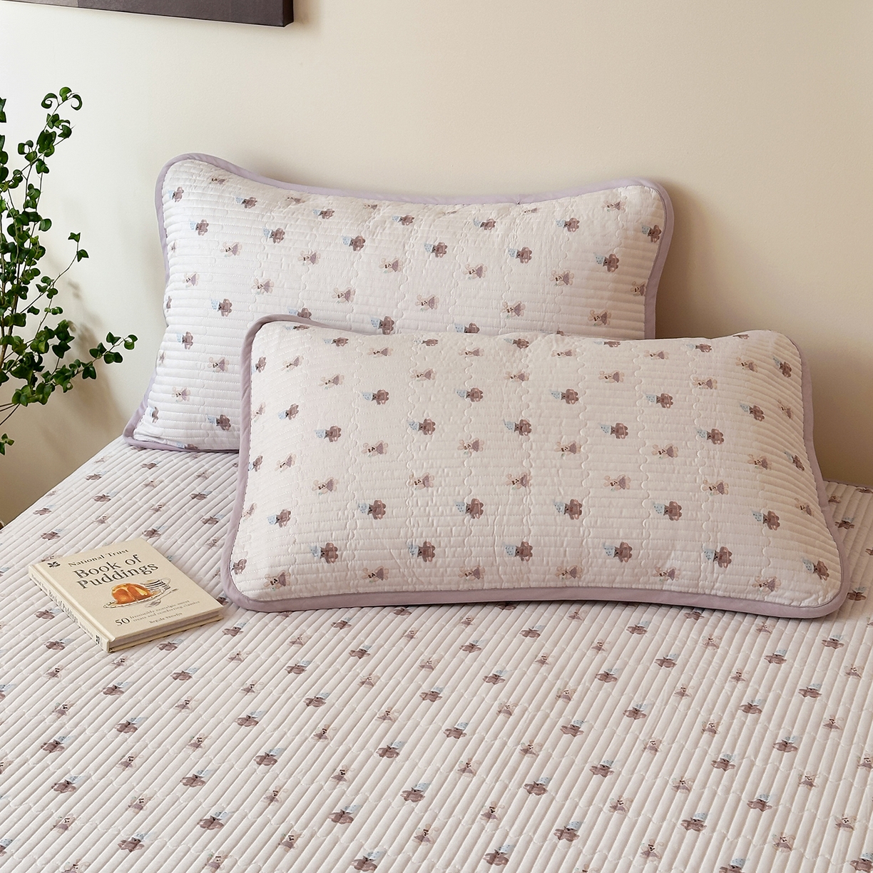 漫时光 2026新款全棉新疆棉花夹层枕套单品 萌萌紫兔