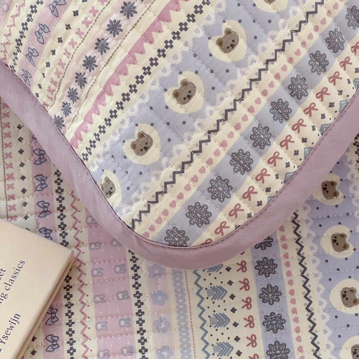 91家纺网 家纺一手货源 找家纺 漫时光 2026新款全棉新疆棉花夹层枕套单品 费尔岛-紫