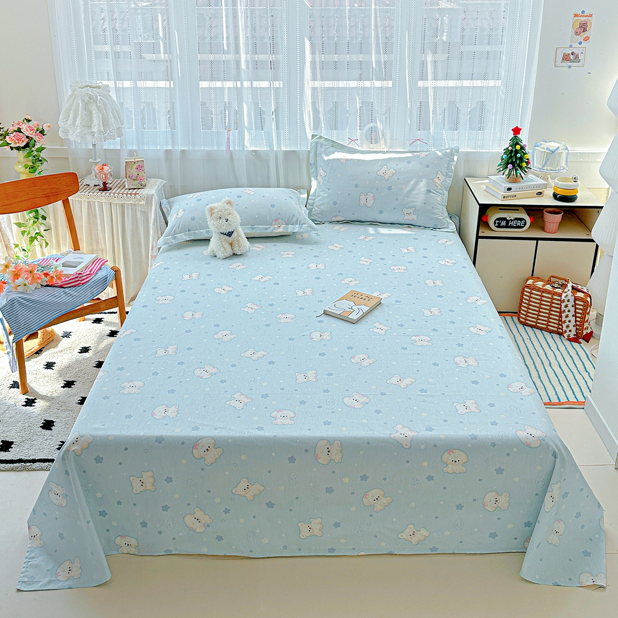 恩泽家纺 2026春夏新款全棉纯棉12868印花四件套及单品系列-单床单床单单件 小甜心