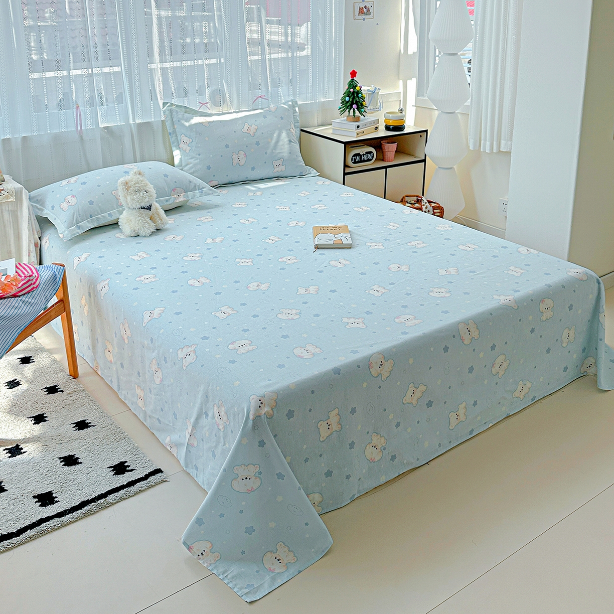 91家纺网 家纺一手货源 找家纺 恩泽家纺 2026春夏新款全棉纯棉12868印花四件套及单品系列-单床单床单单件 小甜心