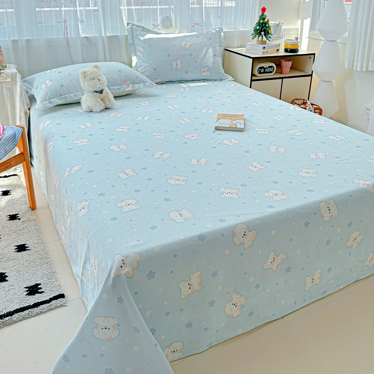 91家纺网 家纺一手货源 找家纺 恩泽家纺 2026春夏新款全棉纯棉12868印花四件套及单品系列-单床单床单单件 小甜心