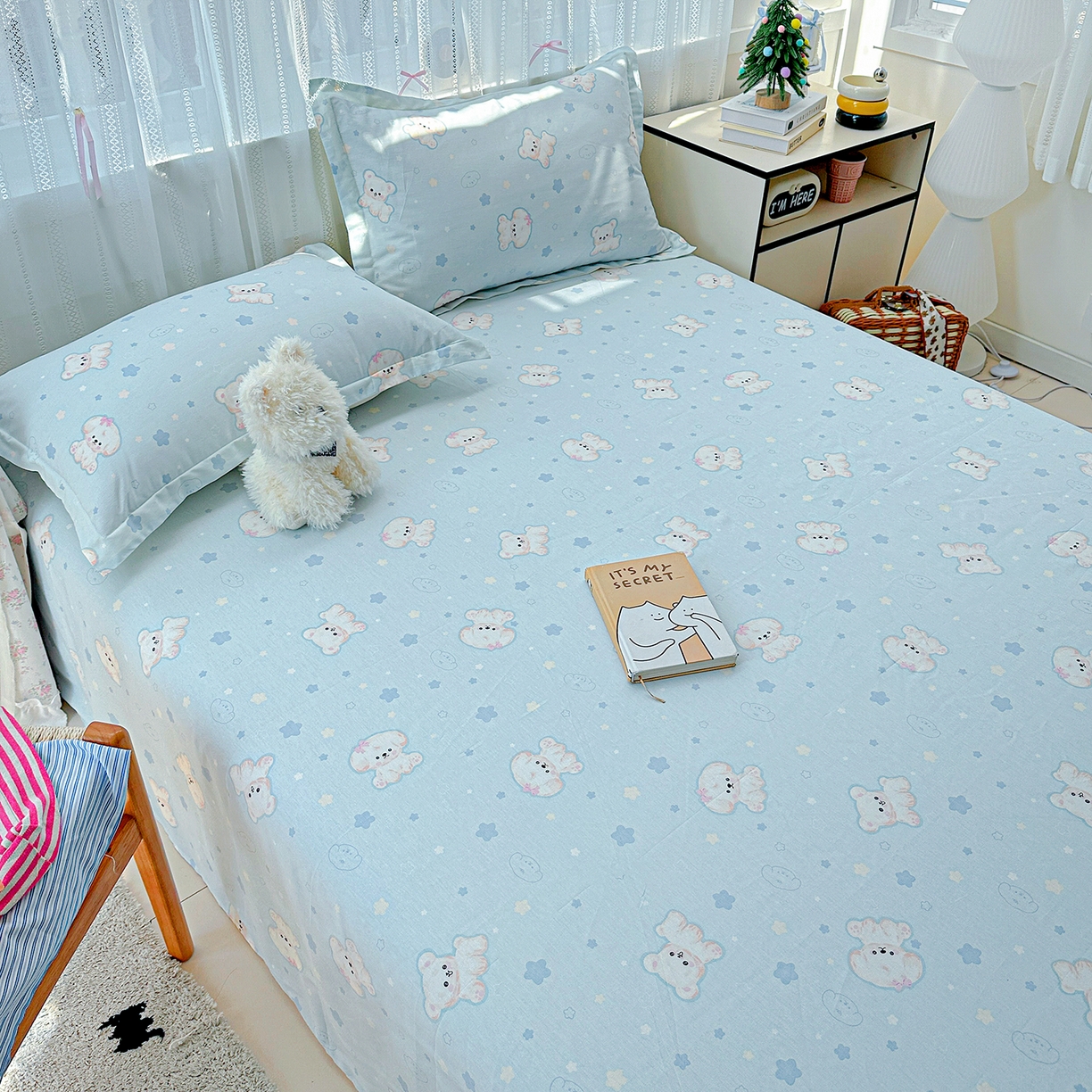 91家纺网 家纺一手货源 找家纺 恩泽家纺 2026春夏新款全棉纯棉12868印花四件套及单品系列-单床单床单单件 小甜心