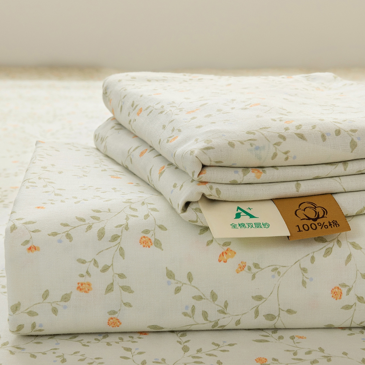 91家纺网 家纺一手货源 找家纺 雯雨家纺 2026新款全棉有氧双层纱床单 全棉双层纱床单-风晚