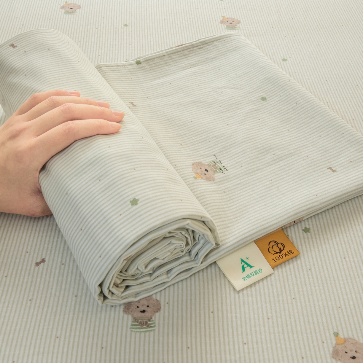 91家纺网 家纺一手货源 找家纺 雯雨家纺 2026新款全棉有氧双层纱床单 全棉双层纱床单-布叮狗