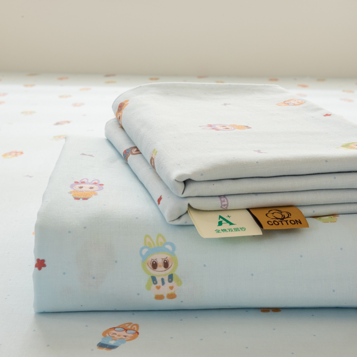 91家纺网 家纺一手货源 找家纺 雯雨家纺 2026新款全棉有氧双层纱床单 全棉双层纱床单-布精灵