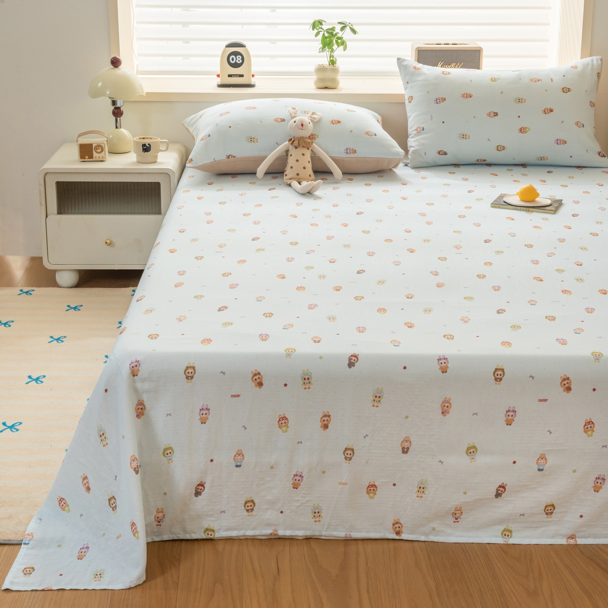 91家纺网 家纺一手货源 找家纺 雯雨家纺 2026新款全棉有氧双层纱床单 全棉双层纱床单-布精灵