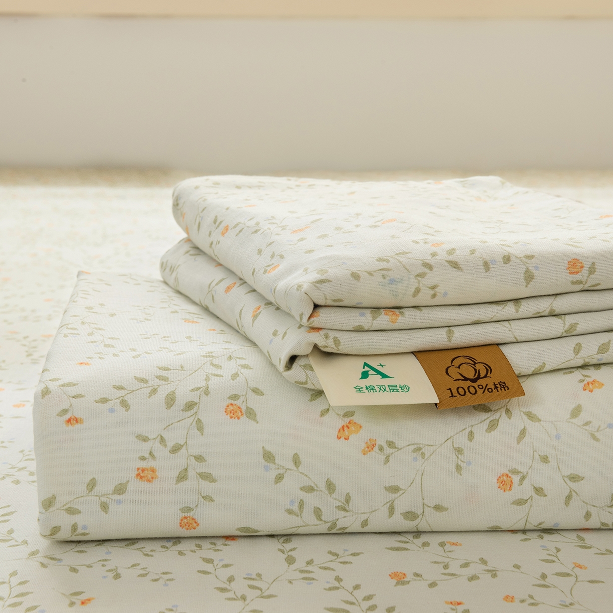 91家纺网 家纺一手货源 找家纺 雯雨家纺 2026新款全棉有氧双层纱床单 全棉双层纱床单-风晚