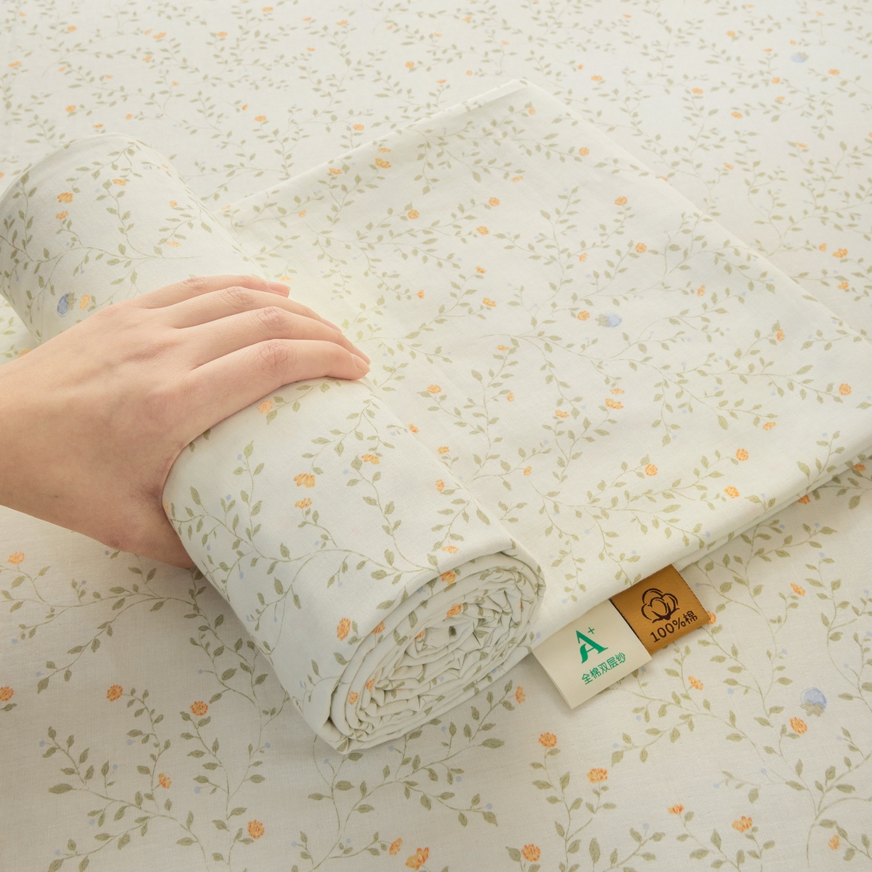 91家纺网 家纺一手货源 找家纺 雯雨家纺 2026新款全棉有氧双层纱床单 全棉双层纱床单-风晚