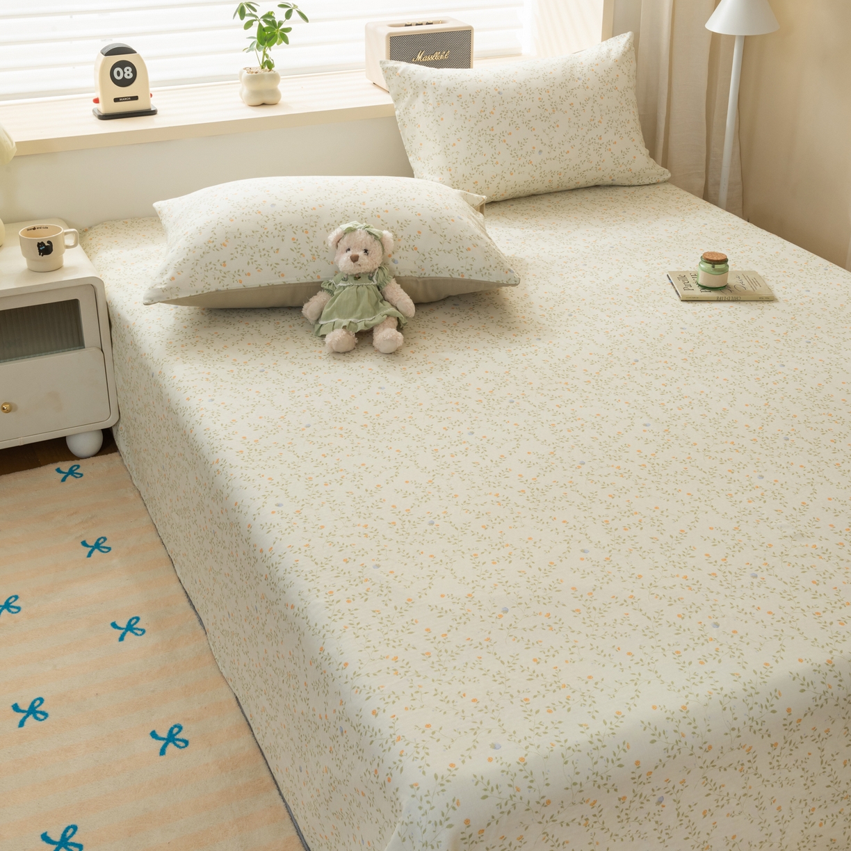 91家纺网 家纺一手货源 找家纺 雯雨家纺 2026新款全棉有氧双层纱床单 全棉双层纱床单-风晚