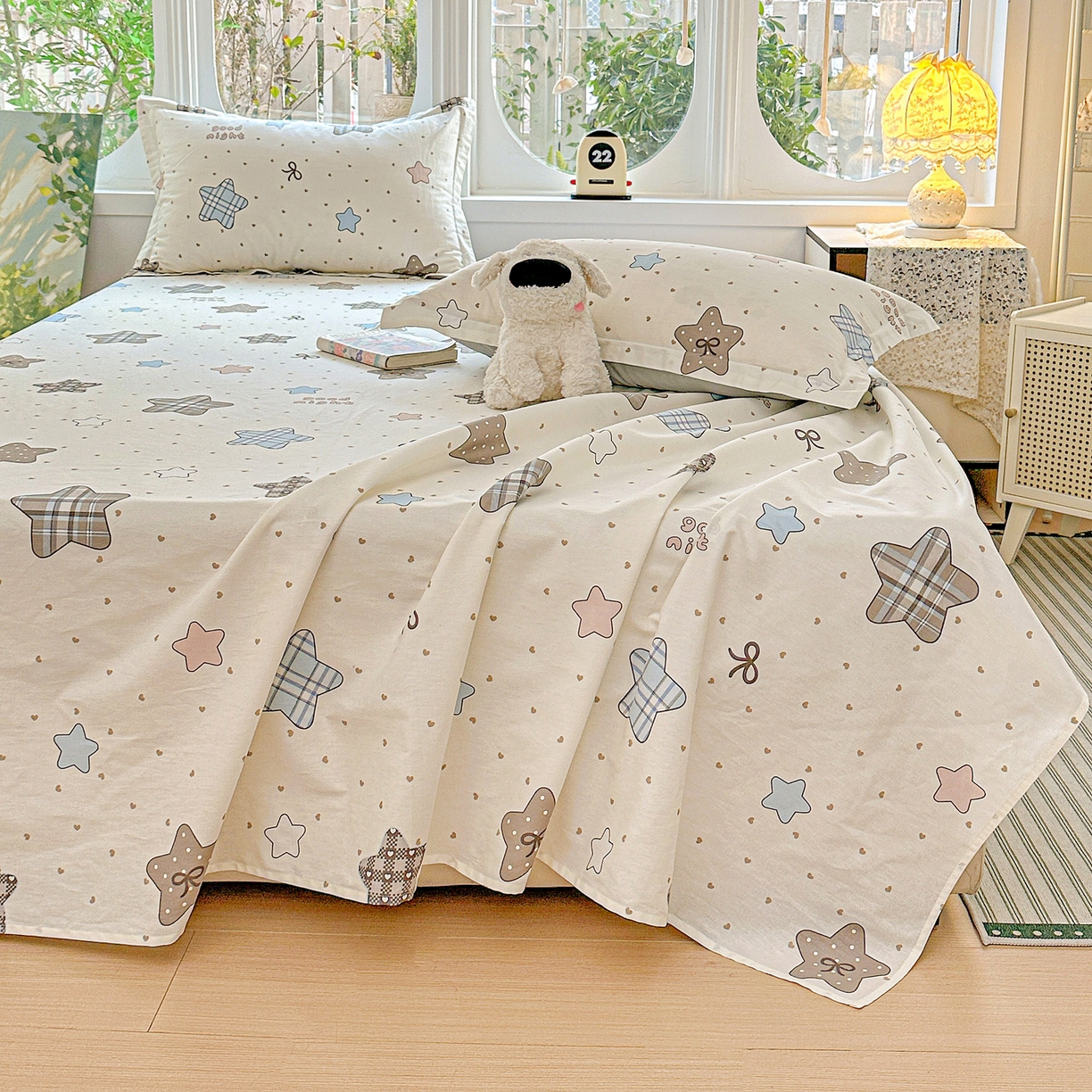 91家纺网 家纺一手货源 找家纺 恩泽家纺 2026春夏新款全棉纯棉12868印花四件套及单品系列-单床单床单单件 星动情节