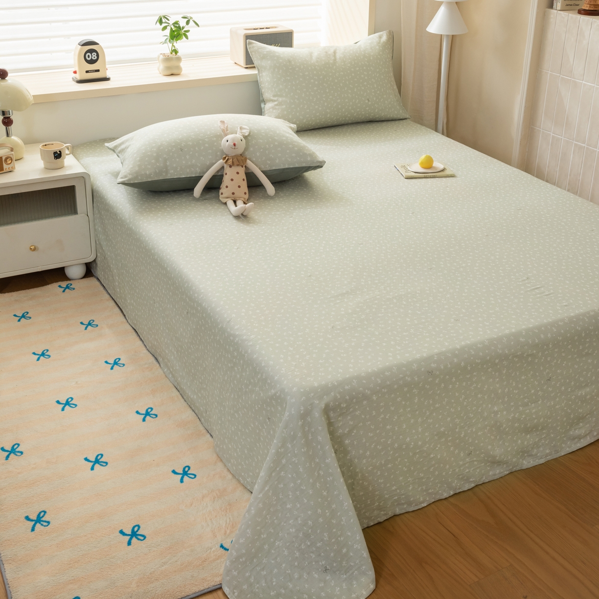 91家纺网 家纺一手货源 找家纺 雯雨家纺 2026新款全棉有氧双层纱床单 全棉双层纱床单-秘密花园