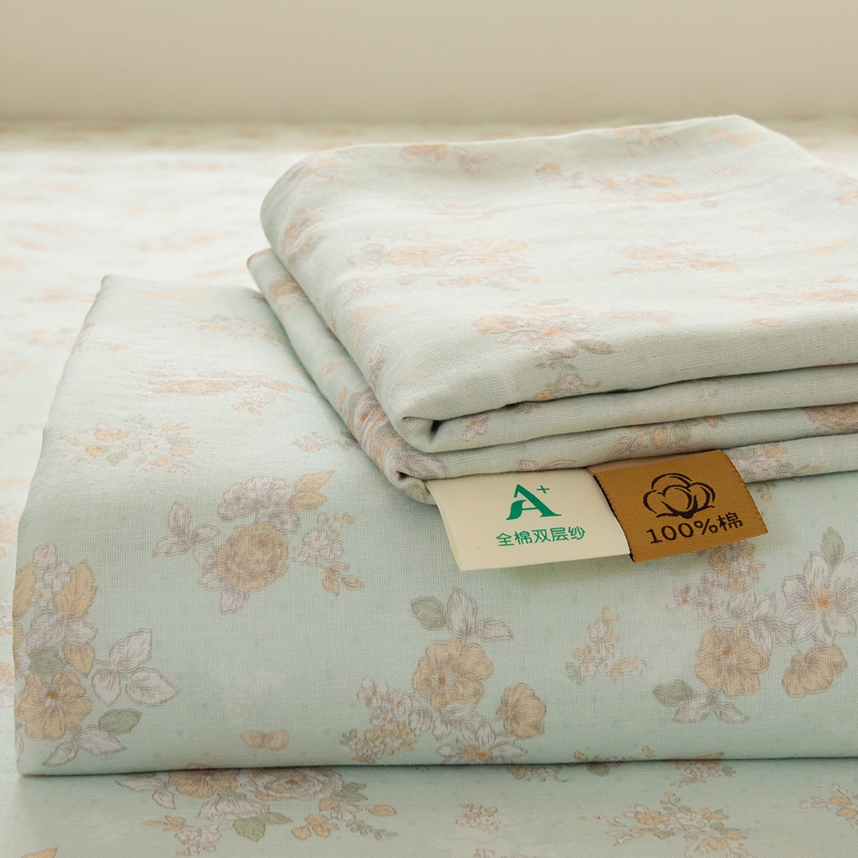 雯雨家纺 2026新款全棉有氧双层纱床单 全棉双层纱床单-南法庄园