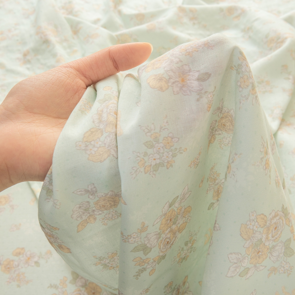 91家纺网 家纺一手货源 找家纺 雯雨家纺 2026新款全棉有氧双层纱床单 全棉双层纱床单-南法庄园