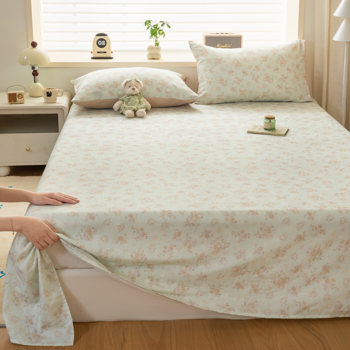 91家纺网 家纺一手货源 找家纺 雯雨家纺 2026新款全棉有氧双层纱床单 全棉双层纱床单-南法庄园