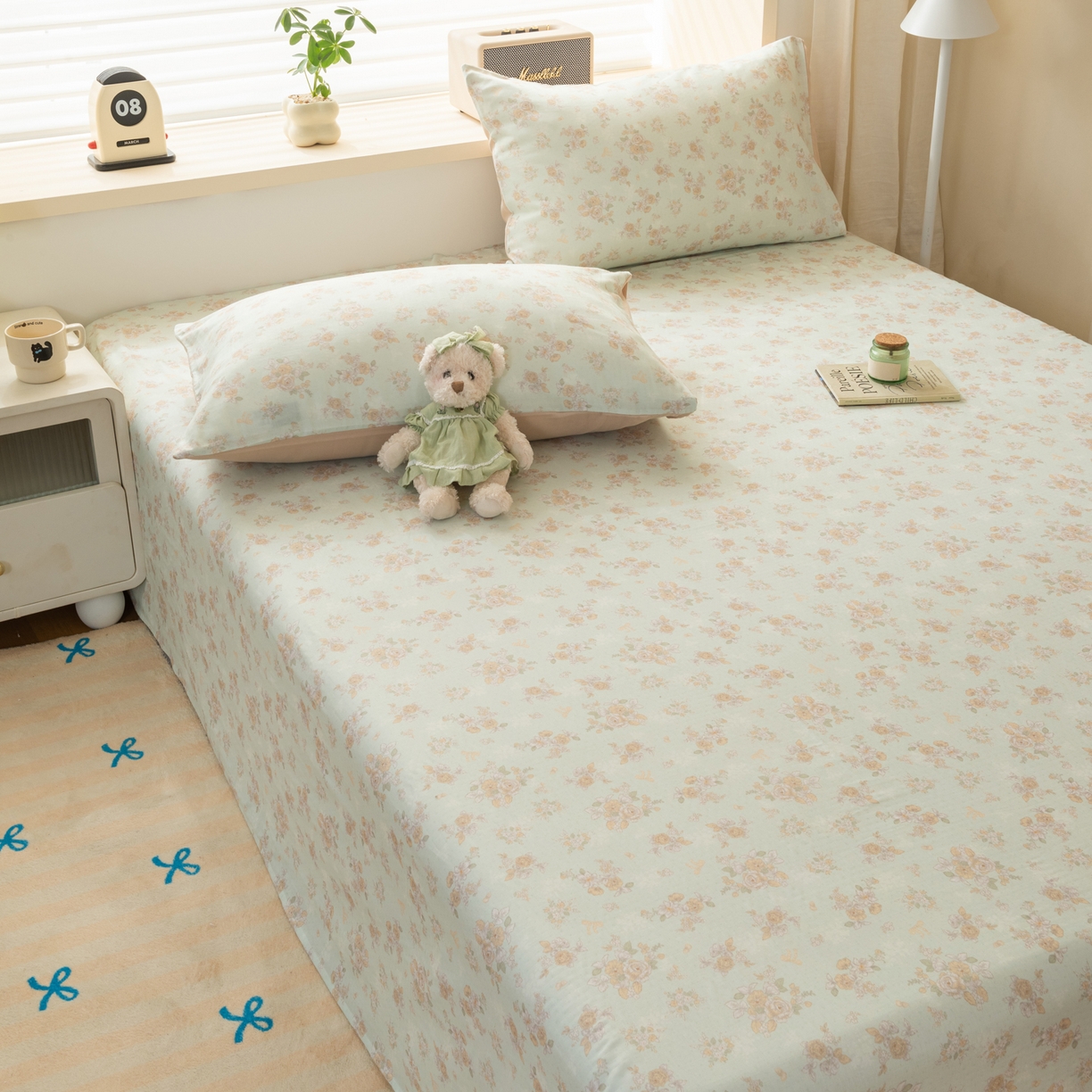 91家纺网 家纺一手货源 找家纺 雯雨家纺 2026新款全棉有氧双层纱床单 全棉双层纱床单-南法庄园