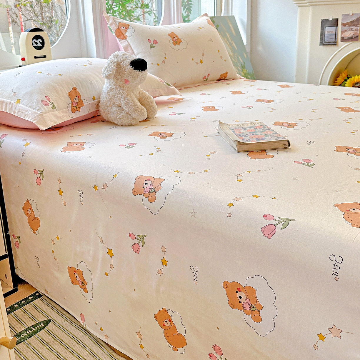 91家纺网 家纺一手货源 找家纺 恩泽家纺 2026春夏新款全棉纯棉12868印花四件套及单品系列-单床单床单单件 星梦童话