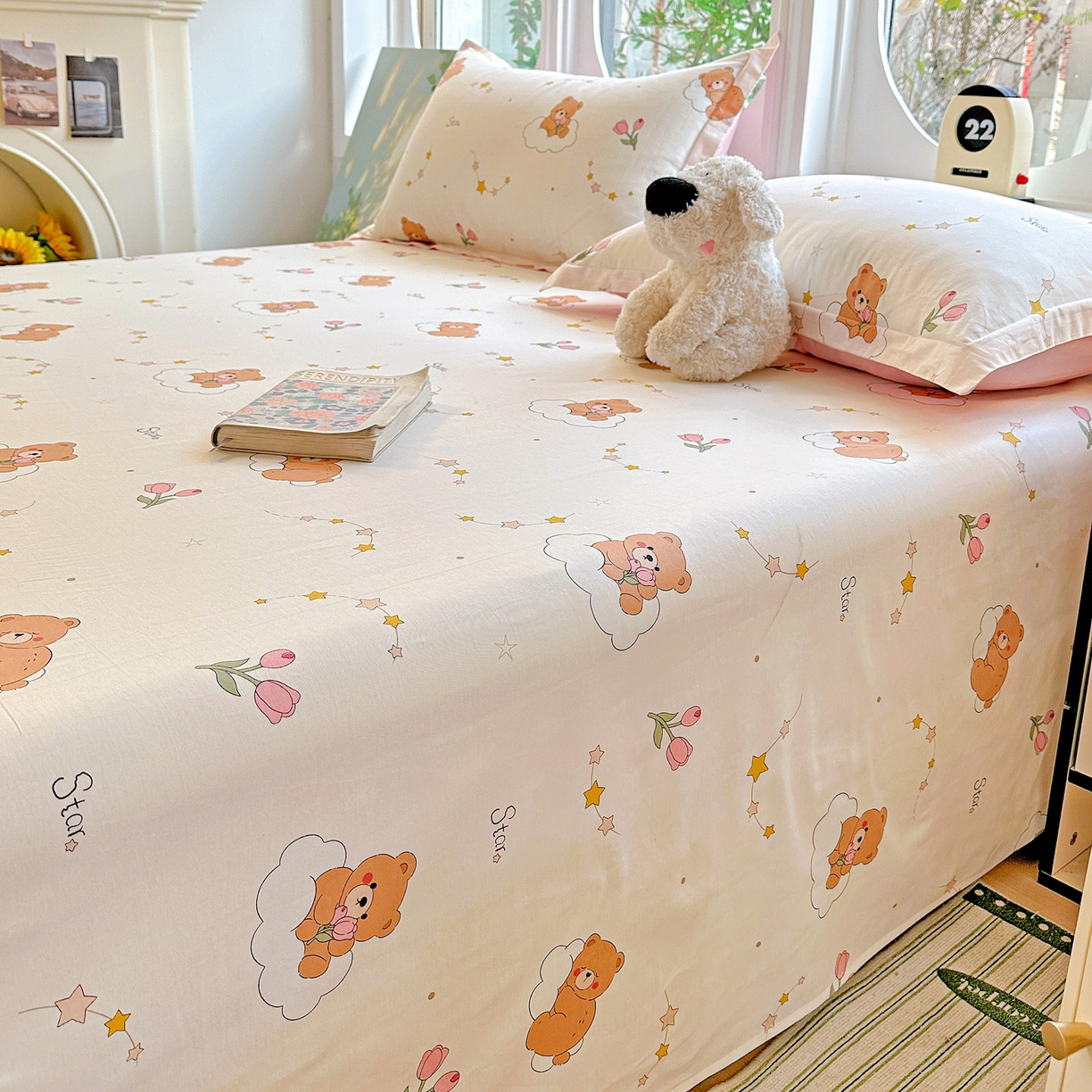 91家纺网 家纺一手货源 找家纺 恩泽家纺 2026春夏新款全棉纯棉12868印花四件套及单品系列-单床单床单单件 星梦童话