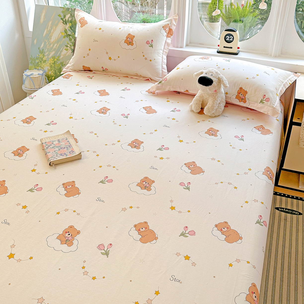 91家纺网 家纺一手货源 找家纺 恩泽家纺 2026春夏新款全棉纯棉12868印花四件套及单品系列-单床单床单单件 星梦童话