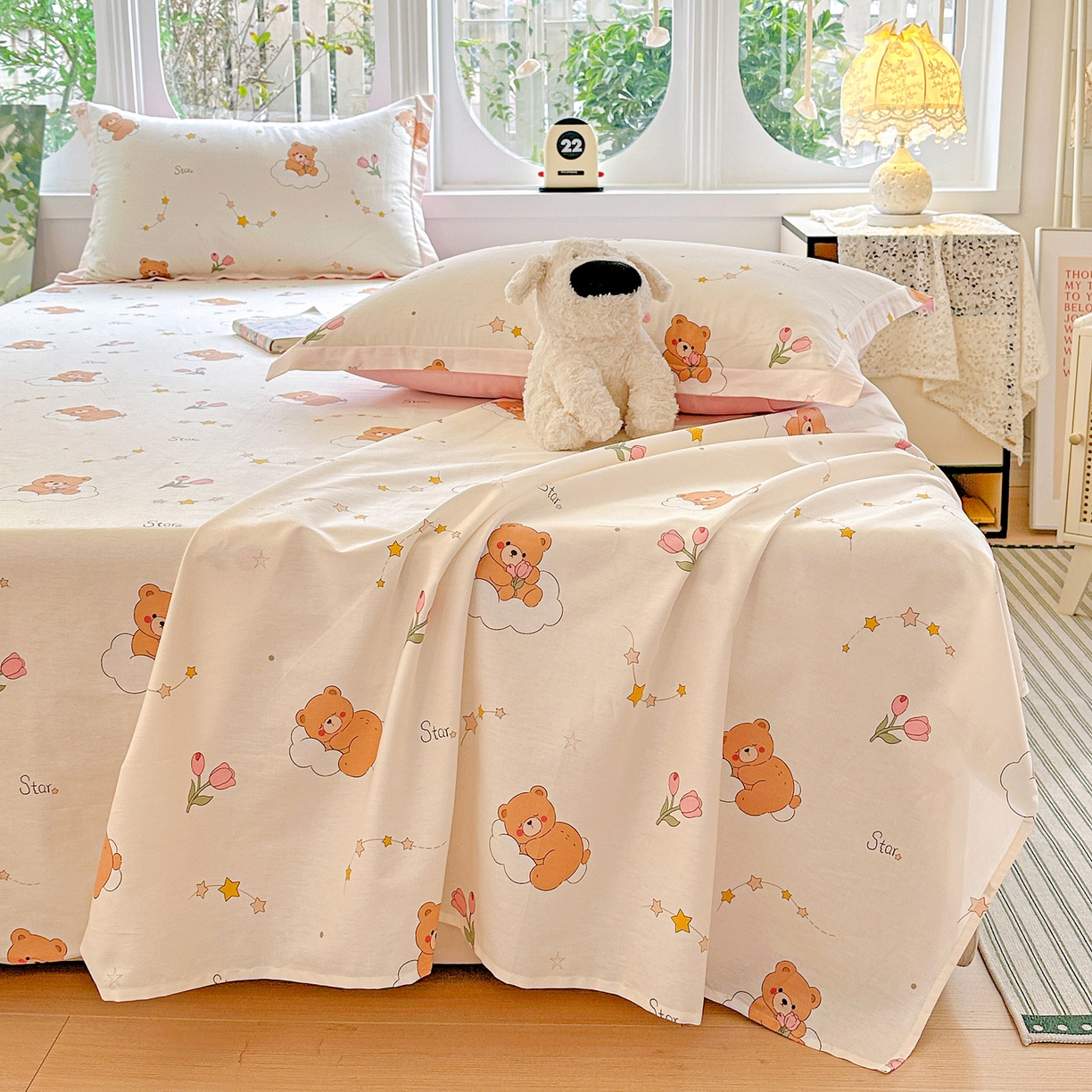 91家纺网 家纺一手货源 找家纺 恩泽家纺 2026春夏新款全棉纯棉12868印花四件套及单品系列-单床单床单单件 星梦童话