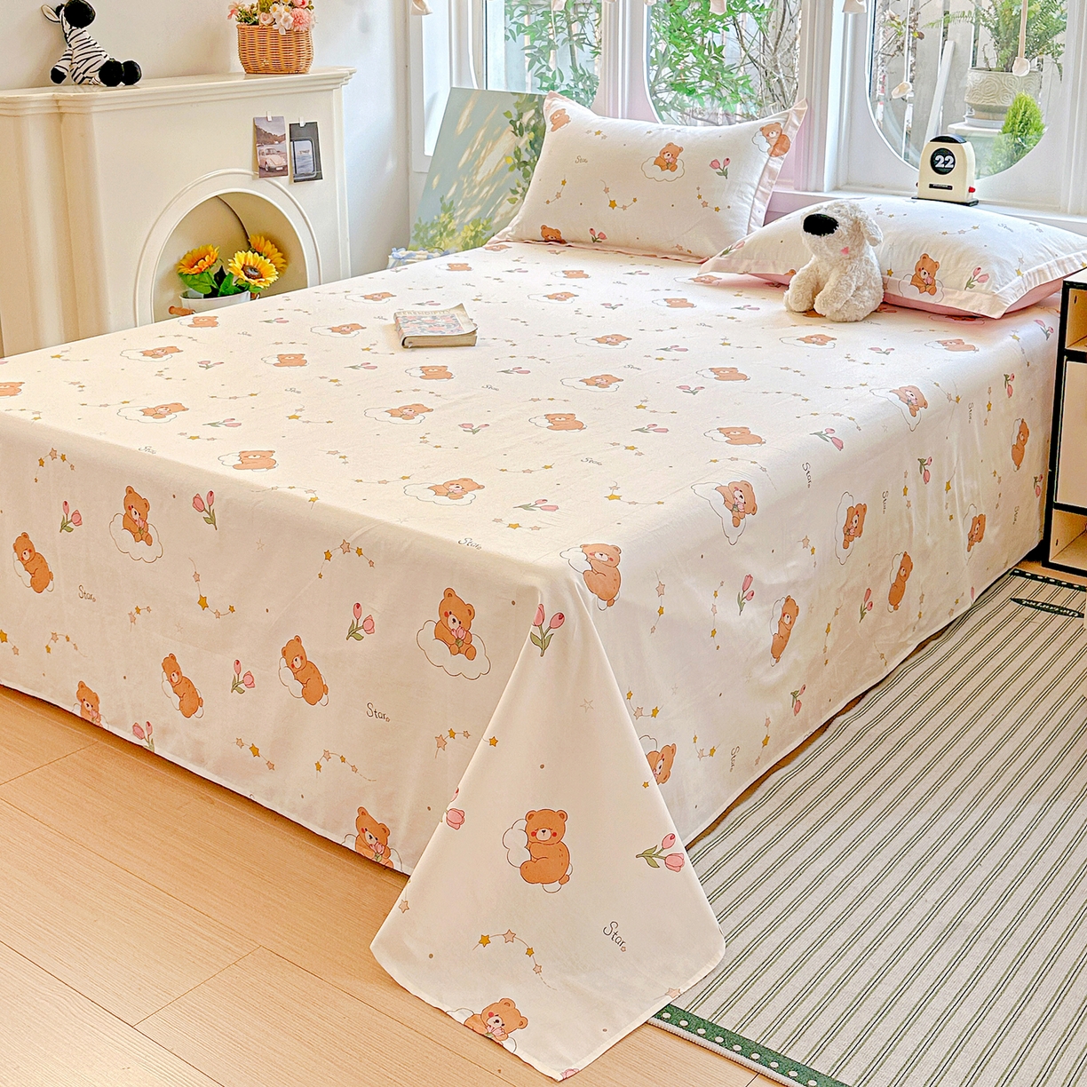 91家纺网 家纺一手货源 找家纺 恩泽家纺 2026春夏新款全棉纯棉12868印花四件套及单品系列-单床单床单单件 星梦童话