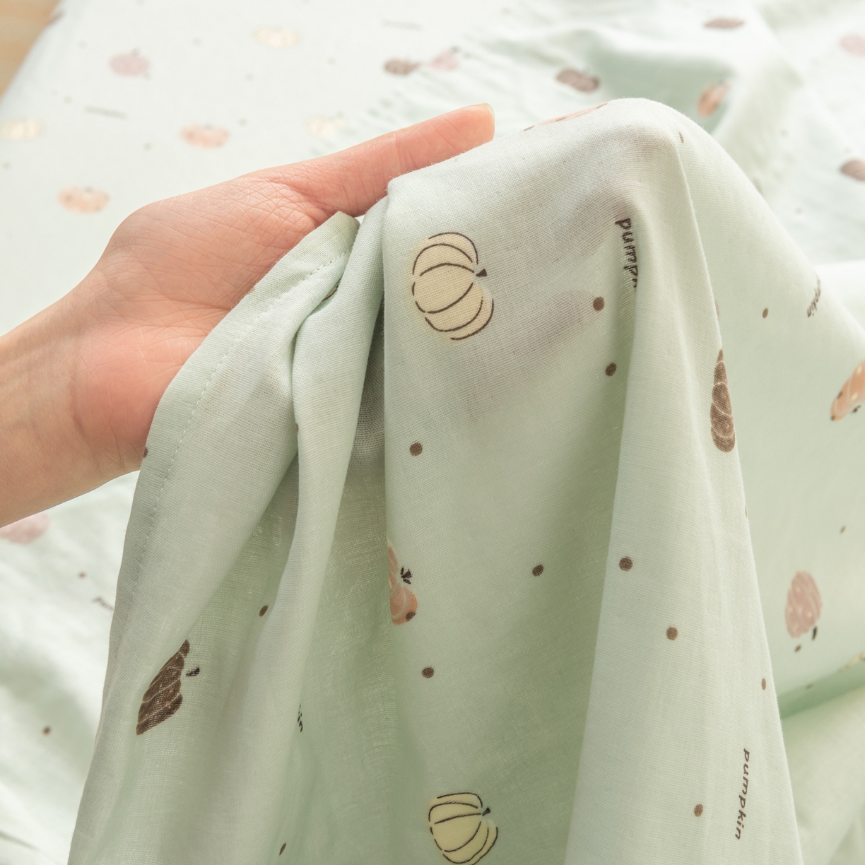 91家纺网 家纺一手货源 找家纺 雯雨家纺 2026新款全棉有氧双层纱床单 全棉双层纱床单-南语-绿