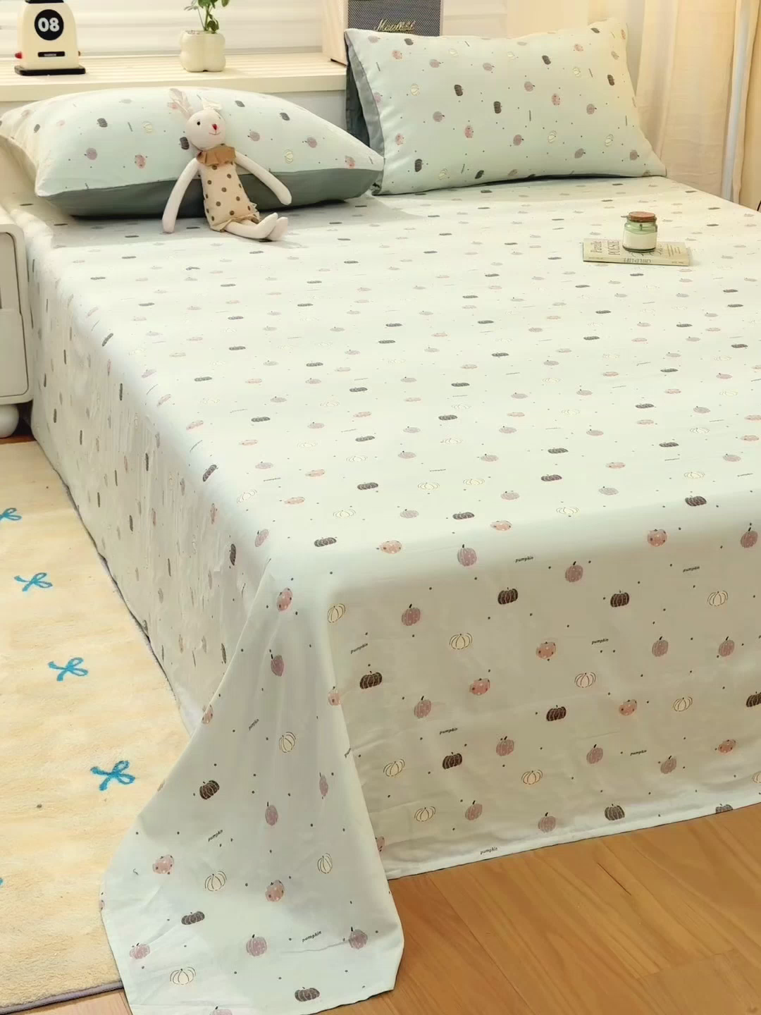 91家纺网 家纺一手货源 找家纺 雯雨家纺 2026新款全棉有氧双层纱床单 全棉双层纱床单-南语-绿