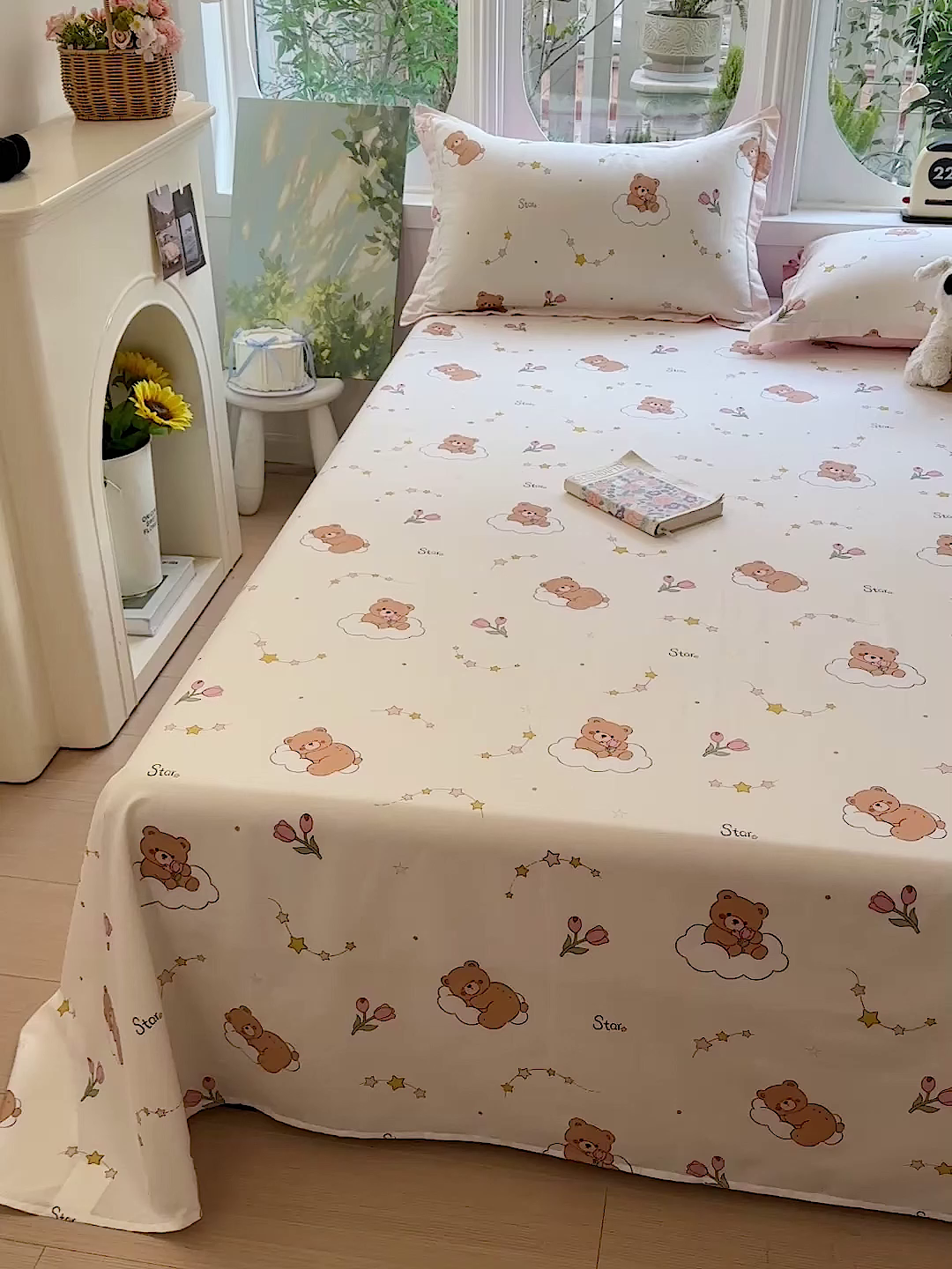 91家纺网 家纺一手货源 找家纺 恩泽家纺 2026春夏新款全棉纯棉12868印花四件套及单品系列-单床单床单单件 星梦童话